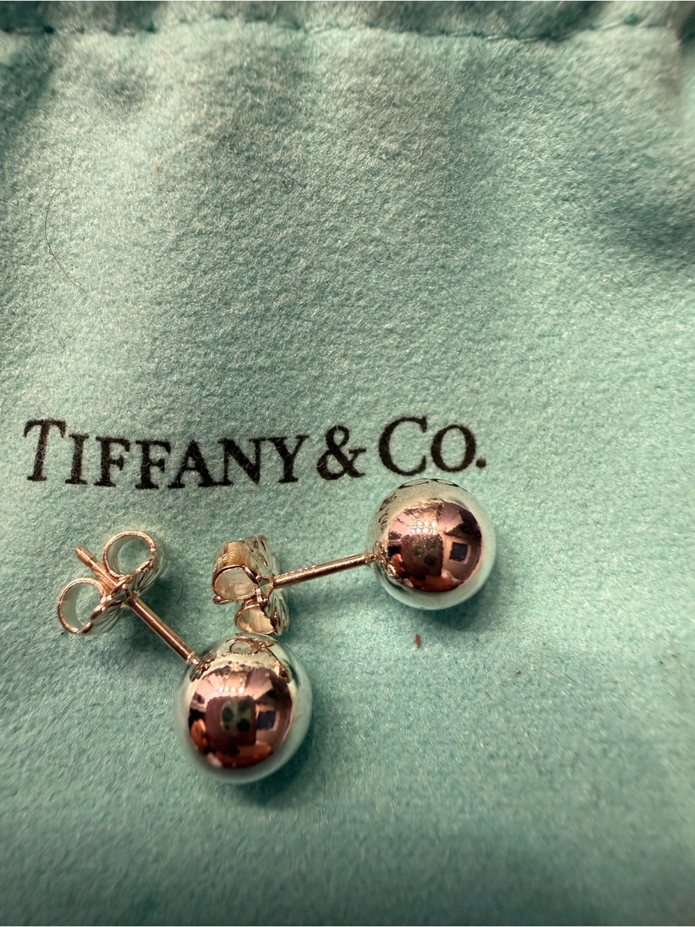 Tiffany & Co. Sterling Silver Ball Stud Earrings - Silver